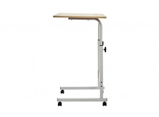 Стол многофункциональный на колесах, 60x40 см, «РОЛЛ», 2 ножки, регул.высота, мдф, металл, св. дерево, белый в Кургане