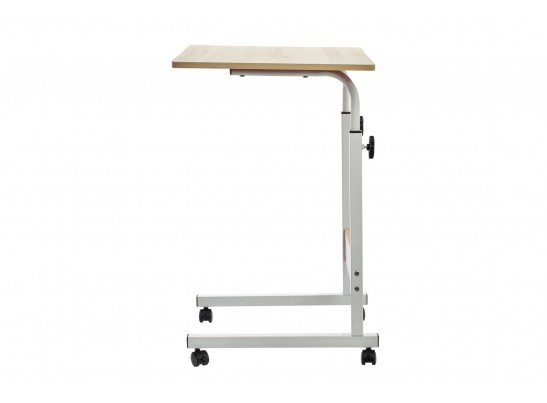 Стол многофункциональный на колесах, 60x40 см, «РОЛЛ», 2 ножки, регул.высота, мдф, металл, св. дерево, белый в Кургане