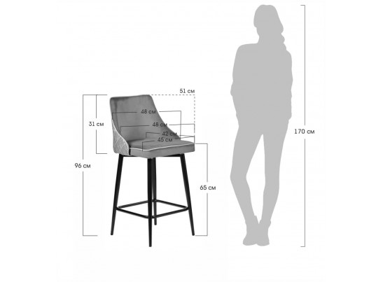 Стул полубарный Dave оливковый с жаккардом, с поворотным механизмом в Кургане