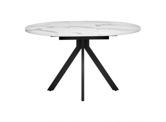 Стол Rudolf круглый раскладной 100-130x100x75см, белый мрамор, чёрный в Кургане