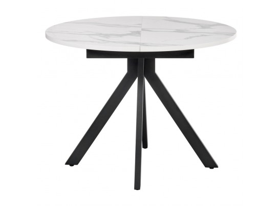 Стол Rudolf круглый раскладной 100-130x100x75см, белый мрамор, чёрный в Кургане