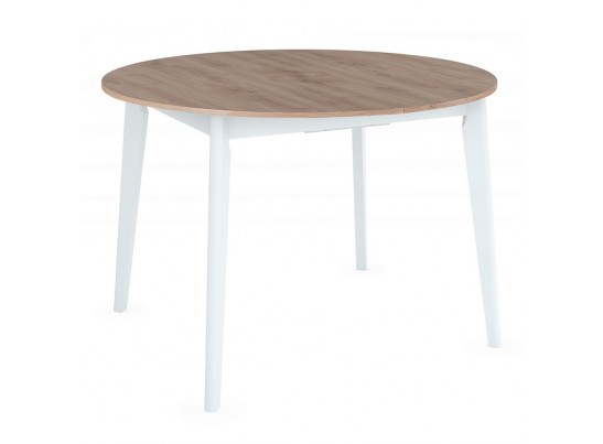 Стол Oslo круглый раскладной 110-140x110x76см, Дуб Навара, белый в Кургане