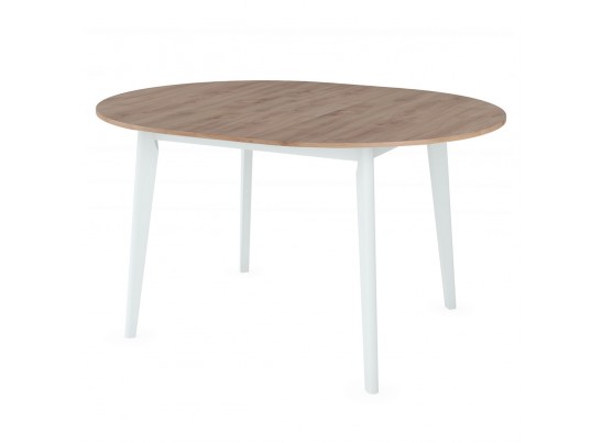 Стол Oslo круглый раскладной 110-140x110x76см, Дуб Навара, белый в Кургане