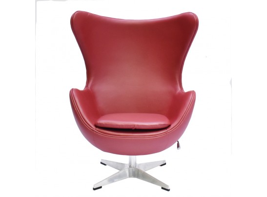 Кресло EGG CHAIR красный, натуральная кожа