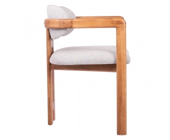 Стул Rich рогожка бежево-голубая с ножками цвета орех