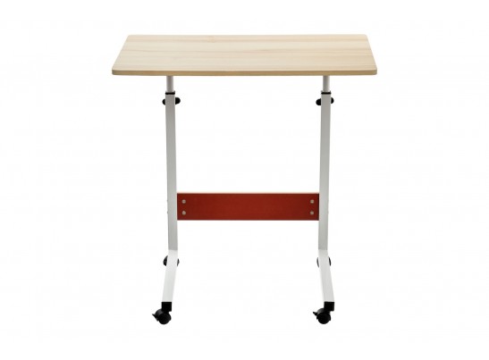 Стол многофункциональный на колесах, 60x40 см, «РОЛЛ», 2 ножки, регул.высота, мдф, металл, св. дерево, белый в Кургане