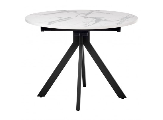 Стол Rudolf круглый раскладной 100-130x100x75см, белый мрамор, чёрный в Кургане