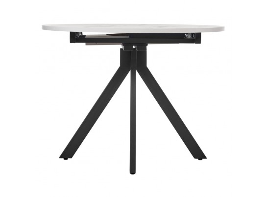 Стол Rudolf круглый раскладной 100-130x100x75см, белый мрамор, чёрный в Кургане