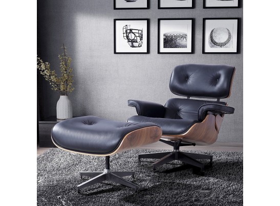 Кресло EAMES LOUNGE CHAIR и оттоманка EAMES LOUNGE CHAIR чёрные в Кургане