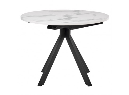 Стол Rudolf круглый раскладной 100-130x100x75см, белый мрамор, чёрный в Кургане