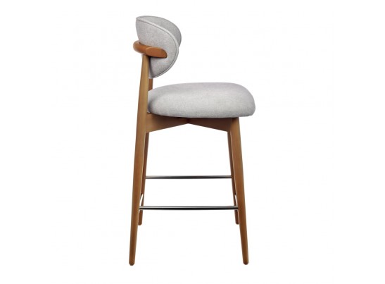 Стул полубарный Lucas 3 серый букле с ножками цвета орех в Кургане