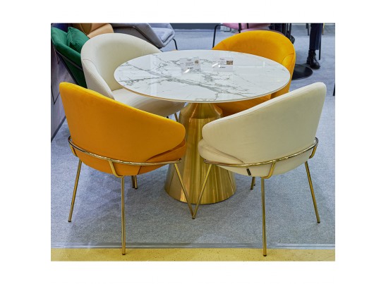 Стул-полукресло Emil бежевый с золотыми ножками в Кургане