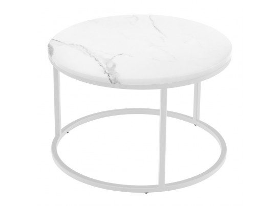 Набор кофейных столиков Tango белый мрамор с белыми ножками, 2шт в Кургане