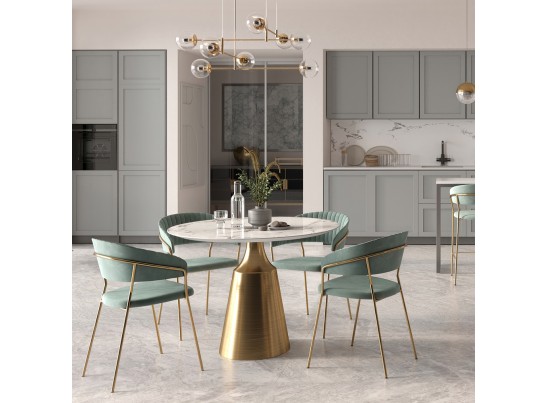 Комплект из 2-х стульев полубарных Turin мятный с золотыми ножками в Кургане