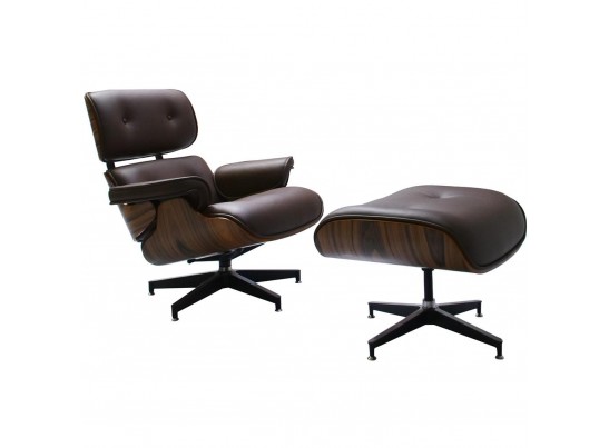 Кресло EAMES LOUNGE CHAIR и оттоманка EAMES LOUNGE CHAIR коричневые в Кургане