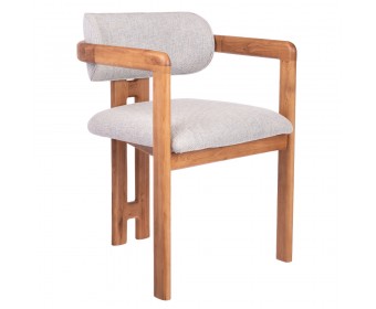 Стул Rich рогожка бежево-голубая с ножками цвета орех