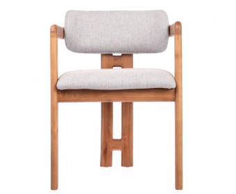 Стул Rich рогожка бежево-голубая с ножками цвета орех