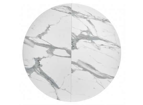 Стол Rudolf круглый раскладной 100-130x100x75см, белый мрамор, чёрный в Кургане