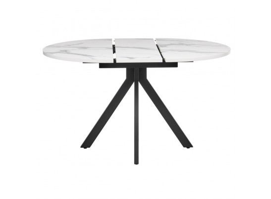 Стол Rudolf круглый раскладной 100-130x100x75см, белый мрамор, чёрный в Кургане