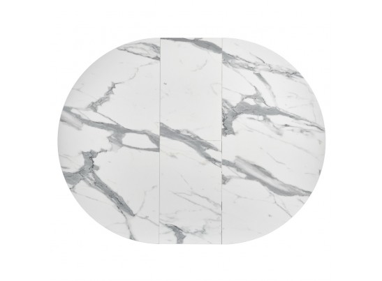 Стол Rudolf круглый раскладной 100-130x100x75см, белый мрамор, чёрный в Кургане