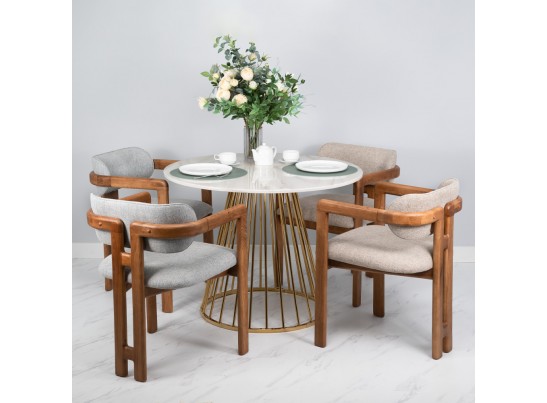 Стул Rich рогожка бежево-голубая с ножками цвета орех в Кургане