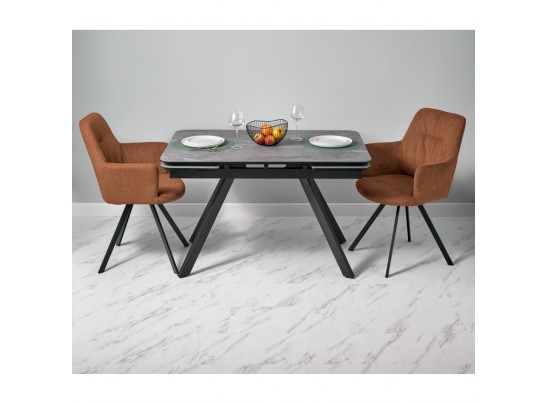 Стол Arthur раскладной 120-184x80x75см, керамогранит серый мрамор Greys Grey, чёрный в Кургане