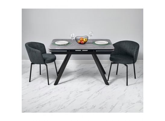 Стол Arthur раскладной 120-184x80x75см, керамогранит серый мрамор Greys Grey, чёрный в Кургане