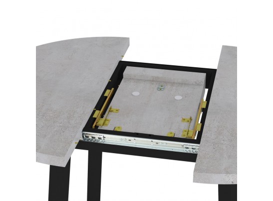 Стол Next круглый раскладной 90-120x90x76,5см, Бетон Лайт, чёрный в Кургане