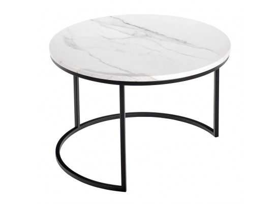 Набор кофейных столиков Tango белый мрамор с чёрными ножками, 2шт в Кургане