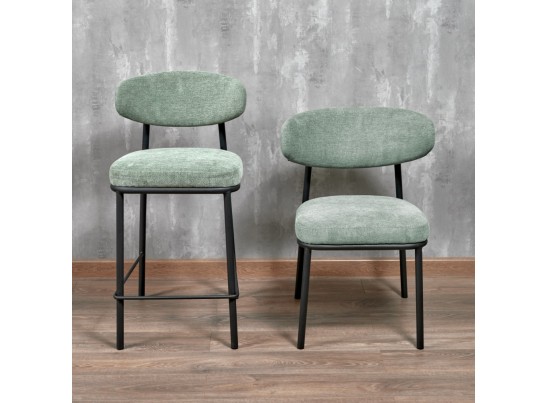 Стул Lucas 2 шалфей шенилл с чёрными ножками в Кургане