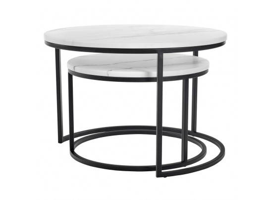 Набор кофейных столиков Tango белый мрамор с чёрными ножками, 2шт в Кургане