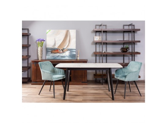 Стол Oslo раскладной 120-160x80x76см, Бетон лайт, чёрный в Кургане