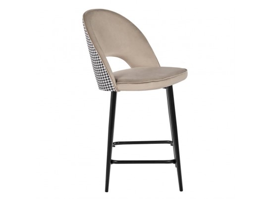 Стул полубарный Leo латте с жаккардом, поворотный механизм в Кургане