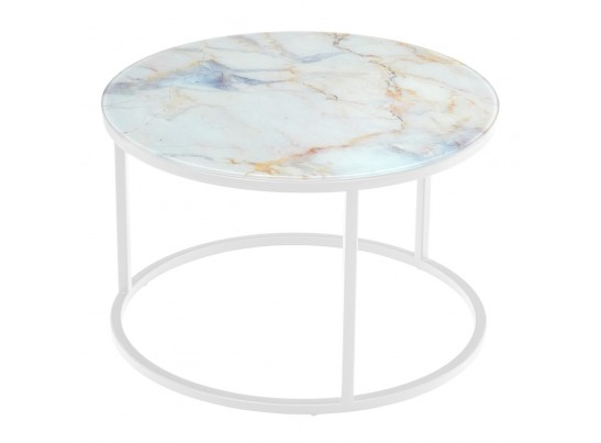 Набор кофейных столиков Tango бежевый мрамор с белыми ножками, 2шт в Кургане