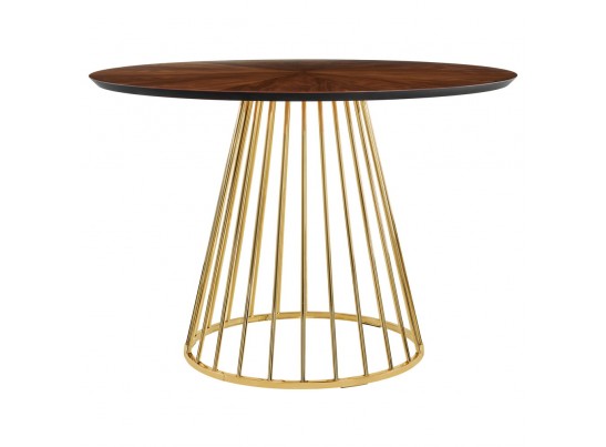 Стол Liverpool диам.110см, шпон орех лучевой набор, с золотистыми ножками в Кургане