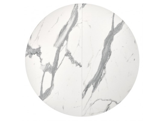 Стол Rudolf круглый раскладной 90-120x90x75см, белый мрамор, белый в Кургане