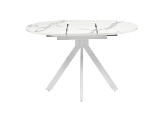 Стол Rudolf круглый раскладной 90-120x90x75см, белый мрамор, белый в Кургане