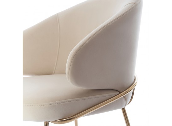 Стул-полукресло Emil кремовый с золотыми ножками в Кургане