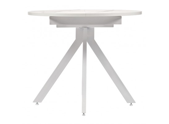 Стол Rudolf круглый раскладной 90-120x90x75см, белый мрамор, белый в Кургане
