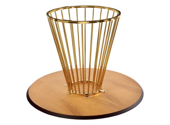 Стол Liverpool диам.110см, шпон орех лучевой набор, с золотистыми ножками в Кургане