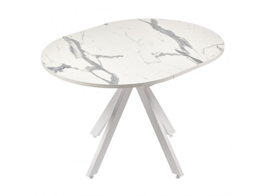 Стол Rudolf круглый раскладной 90-120x90x75см, белый мрамор, белый в Кургане