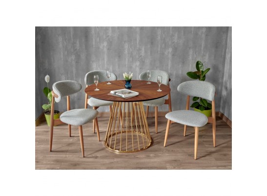 Стул Lucas тёмно-серый букле с ножками цвета орех в Кургане