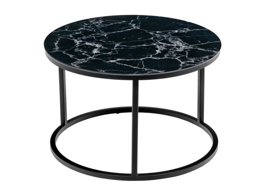 Набор кофейных столиков Tango чёрный мрамор с чёрными ножками, 2шт в Кургане