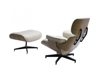 Кресло EAMES LOUNGE CHAIR и оттоманка EAMES LOUNGE CHAIR бежевые