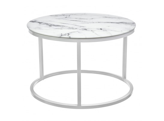 Набор кофейных столиков Tango белый мрамор с белыми ножками в Кургане