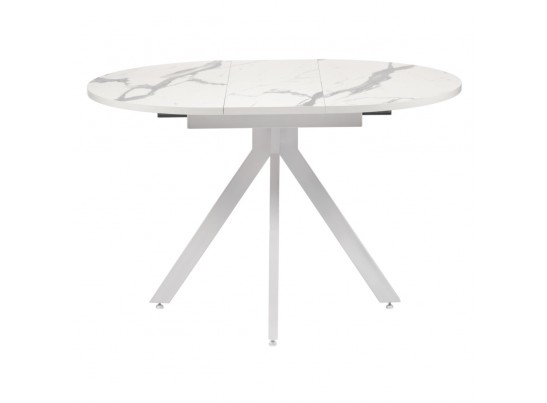 Стол Rudolf круглый раскладной 90-120x90x75см, белый мрамор, белый в Кургане