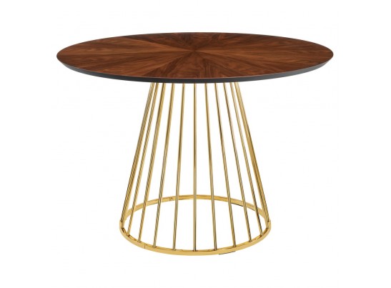 Стол Liverpool диам.110см, шпон орех лучевой набор, с золотистыми ножками в Кургане