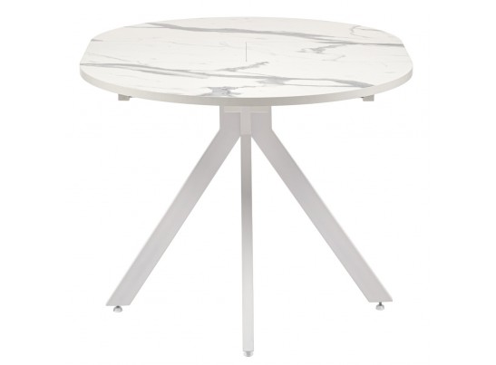 Стол Rudolf круглый раскладной 90-120x90x75см, белый мрамор, белый в Кургане