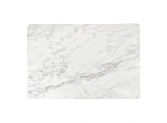 Стол Flame раскладной 116-155x80x76см, керамогранит белый мрамор, белый в Кургане