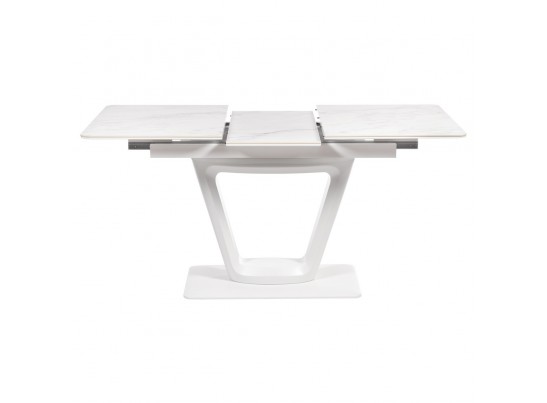 Стол Flame раскладной 116-155x80x76см, керамогранит белый мрамор, белый в Кургане